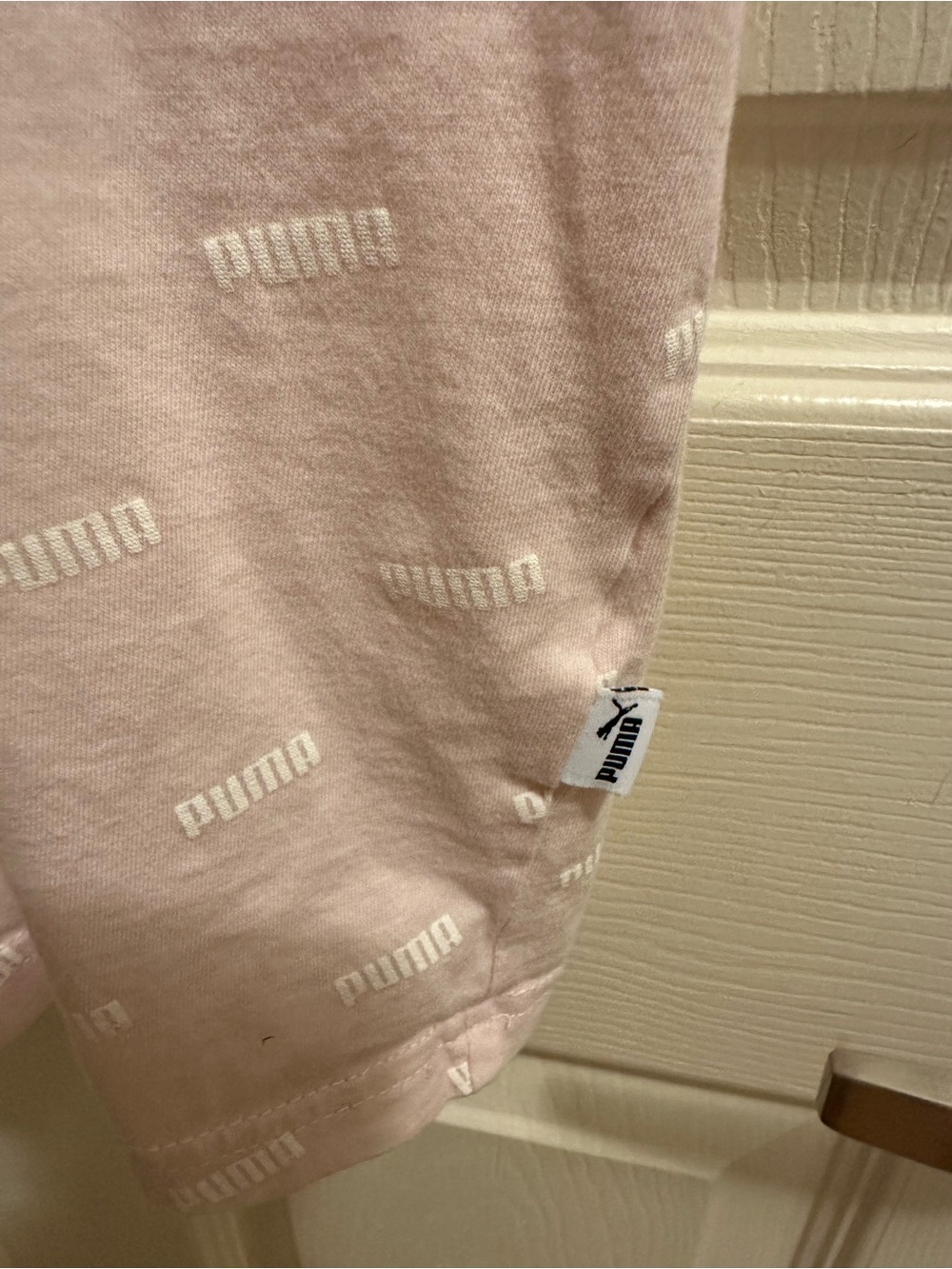 Puma Men's Pale Pink All-Over Logo Short Sleeve Tee - Picture 4 of 6